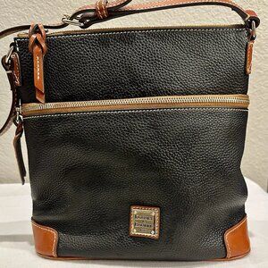 Dooney & Bourke Pebble Black Leather Double Zip Shoulder Bag & Small Coin Pouch
